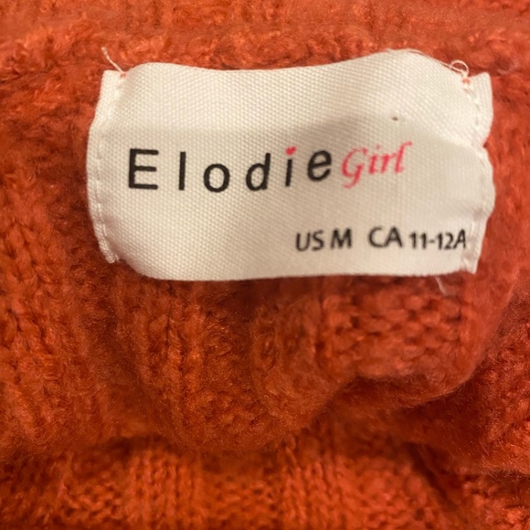 Elodie girl coral/red turtleneck sweater - Picture 3 of 3